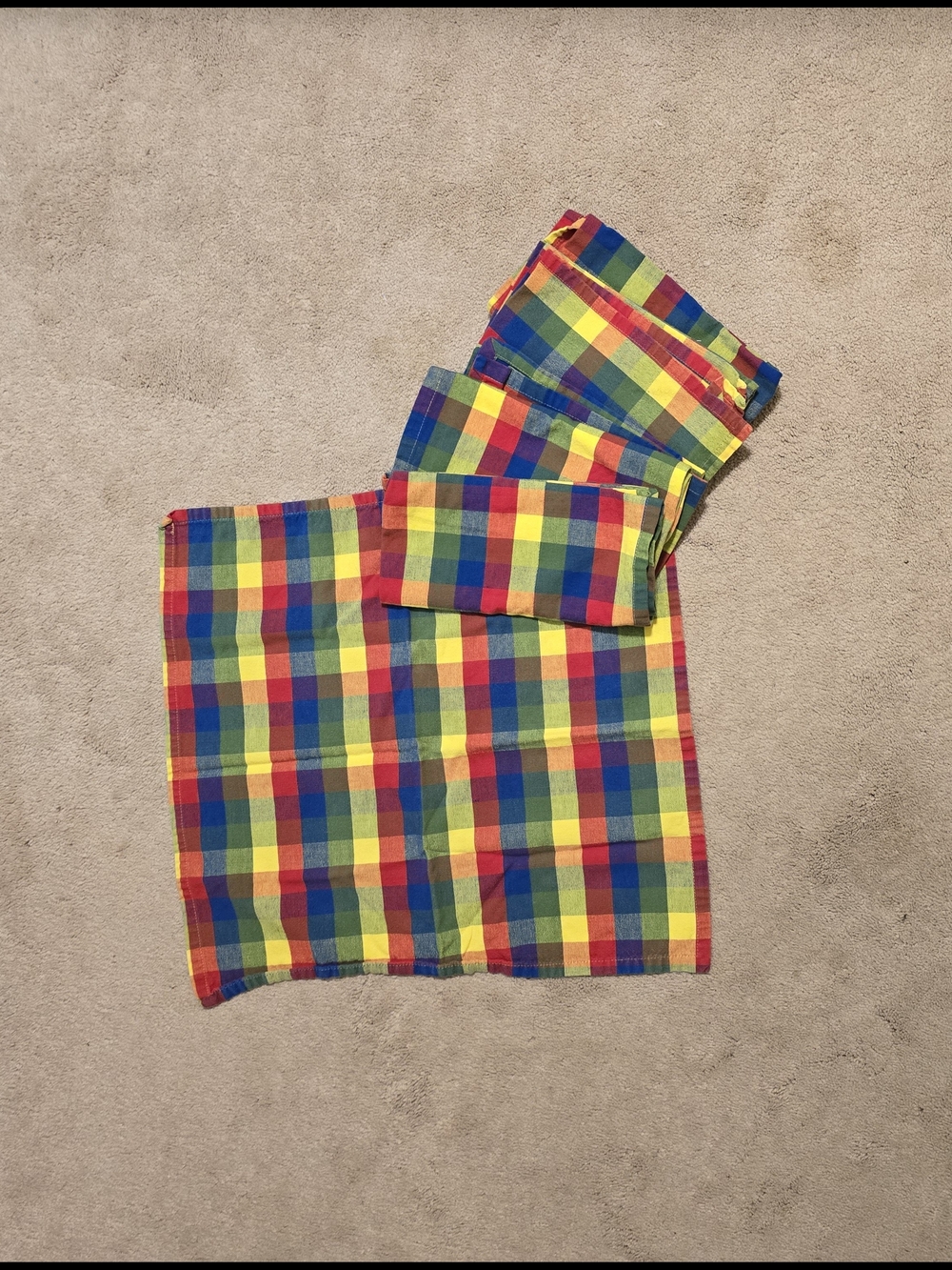 🌟3 for $18!🌟Set Of 6 Colorful Multi-Check Napkin Set 12x12